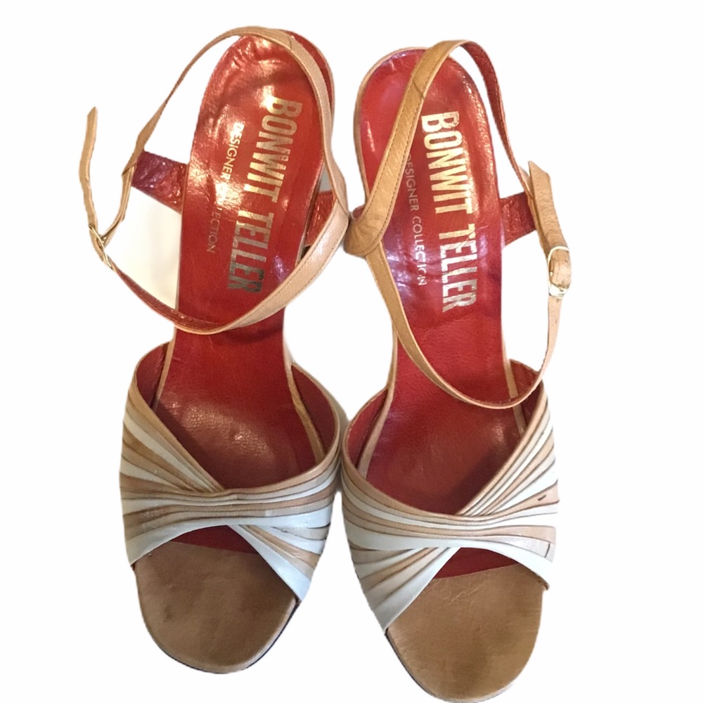 Vintage Bonwit Teller Nude & White Wedges